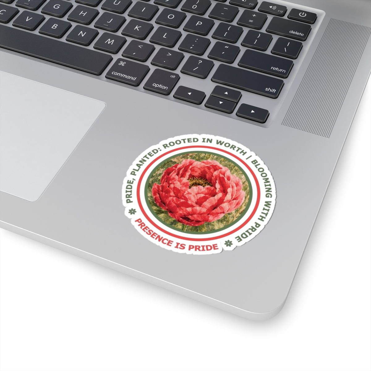Presence Is Pride White Water Lily Sticker — "Planted. Rooted in Worth. Blooming with Pride."