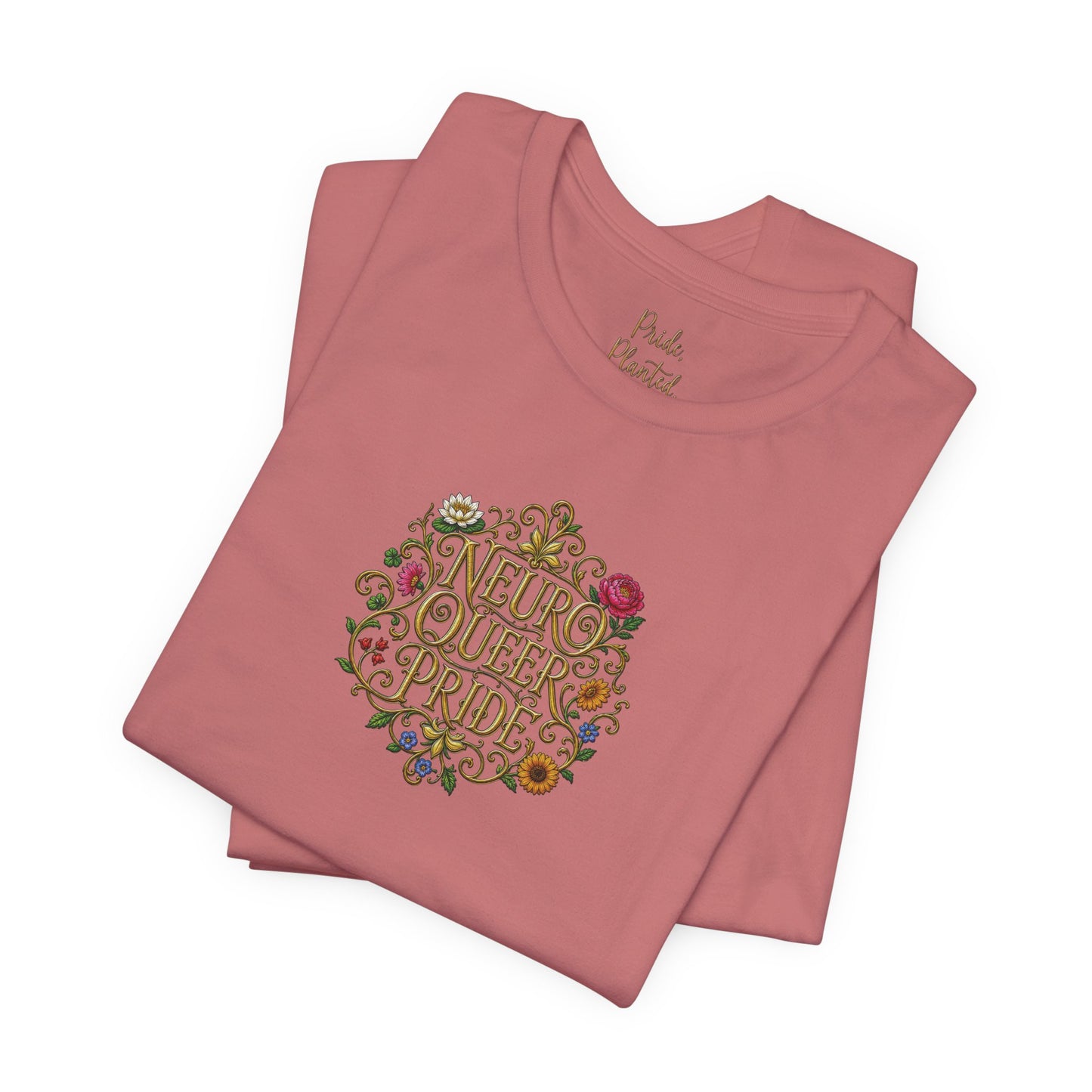 Neuro Queer Pride T-Shirt | Floral Neurodiversity Pride Tee