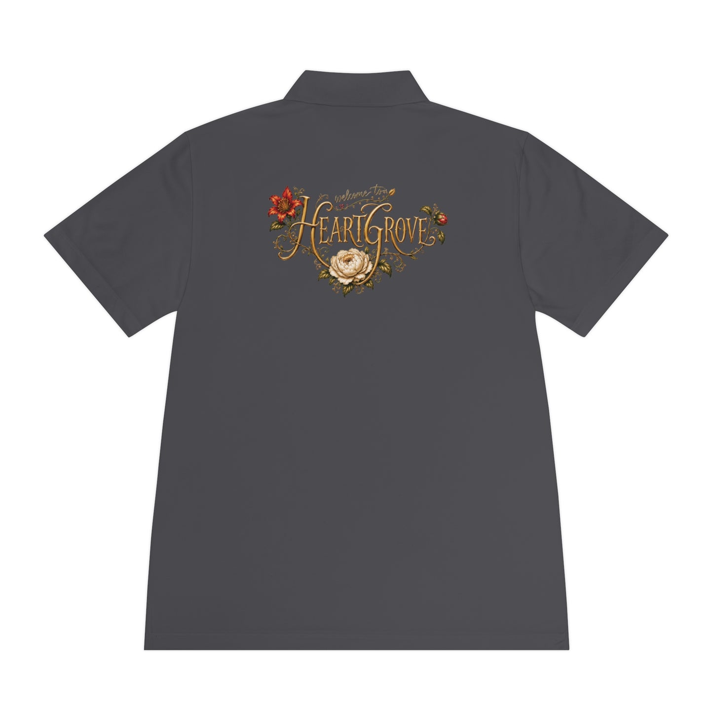Men’s Polo Shirt – Vintage Floral “HeartGrove” Logo